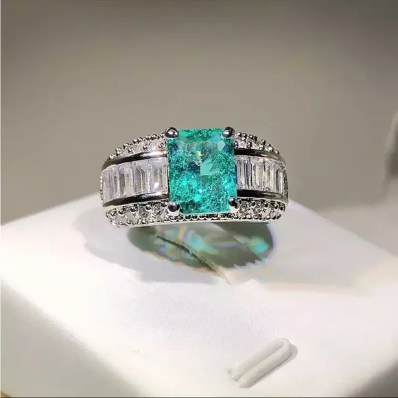 New 925 Silver Princess Ladies Wedding Party Zircon Ring - Picture 1 of 5